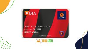 Front view of the BFA debit D'Agosto card featuring the Multicaixa logo, card number, and expiration date, representing a secure and reliable payment solution in Angola.